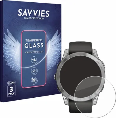 Produktbild von 3x Savvies Schutzglas für Garmin Fenix 7 (47 mm) Displayschutz 9H Glas klar transparent