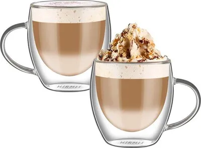 Immagine prodotto di Set di bicchieri a doppia parete per caffè, tè, latte macchiato, cola e cappuccino.