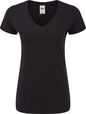 Produktbild von Fruit of the Loom - "Iconic" T-Shirt V-Ausschnitt für Damen FK2428 (M) (Schwarz)