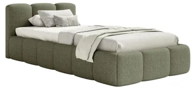 Produktbild von Selsey Cloudy Low – Polsterbett 90x200 cm, Chenille Olivgrün