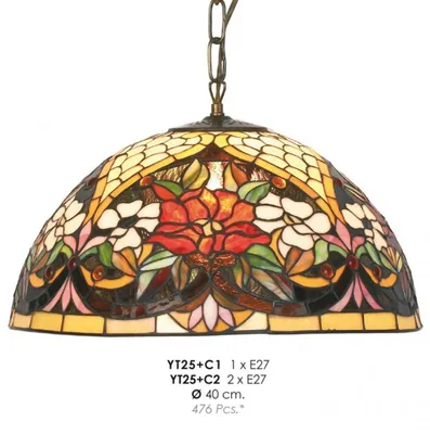 Zdjęcie produktu dla Lampa wisząca Casa Padrino Tiffany Ø 40 cm – ręcznie wykonana lampa wisząca Tiffany