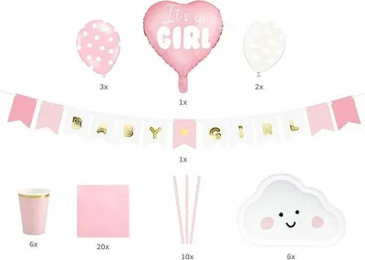 Image de Deko-Set It`s a girl Baby rosa 49 tlg.