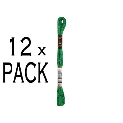 Image de 12x fil à broder Anchor 8m, vert, coton, couleur 228, 6 fils, UE