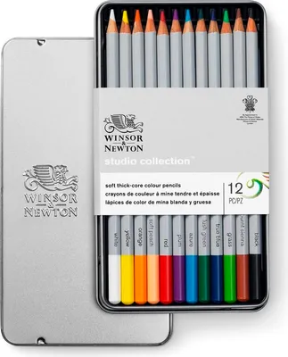 Image de Crayons de couleur Winsor & Newton, 12 pièces dans une boîte en métal
