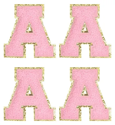 Produktbild von Selbstklebender Chenille-Patch Buchstabe A - 4 Stück - Rosa