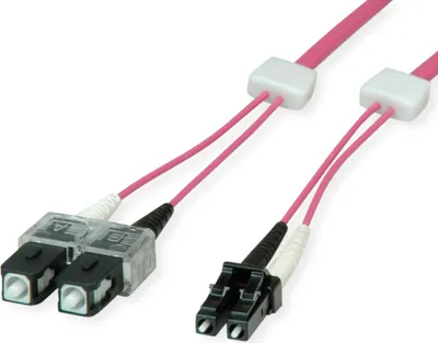 Immagine prodotto di EasyLan LWL-LED-Patchkabel duplex 50/125µm OM4, LC/SC, violett, 2 m