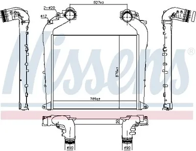 Produktbild von NISSENS Ladeluftkühler 961574 Luftgekühlt mit gelöteten Kühlrippen 769x676x50mm