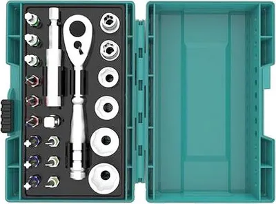 Image de Coffret Fixation Clé à cliquet + 20 accessoires MAKITA B-54081