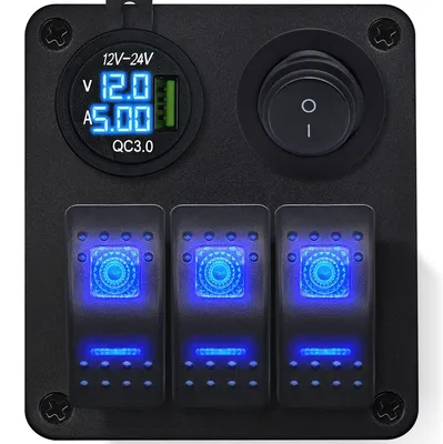 Produktbild von ProRide Schaltpanel 12V für Auto & Boot – QC3.0 USB-Ladegerät, 3 Schalter