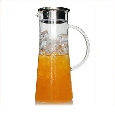Immagine prodotto di Bollitore in vetro con beccuccio a due vie Brocca d'acqua resistente al calore trasparente Teiera in acciaio inox colino