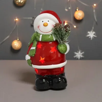 Produktbild von Porzellan-Schneemann mit LED-Beleuchtung -16 cm