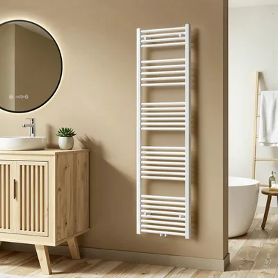 Zdjęcie produktu dla S'AFIELINA 160 x 50 cm Grzejnik łazienkowy Suszarka do ręczników Grzejnik do ręczników Podłączenie centralne Podgrzewacz do ręczników Prosty Biały ,654 W
