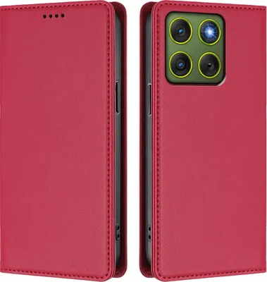 Produktbild von Handyhülle für Motorola Edge 70, Kunstleder Klapphülle Stoßfeste Magnetische Hülle mit Ständer Rot
