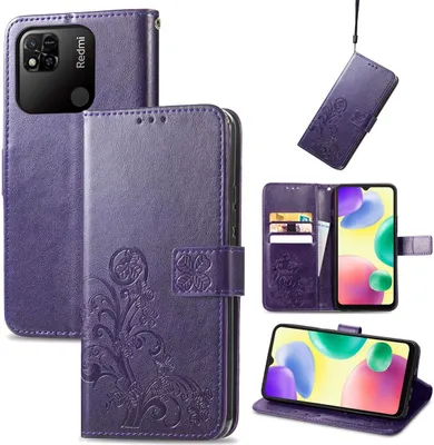 Produktbild von König Design Hülle kompatibel mit Xiaomi Redmi 10A / Redmi 9C Kunstleder Handyhülle - Handy Case Violett