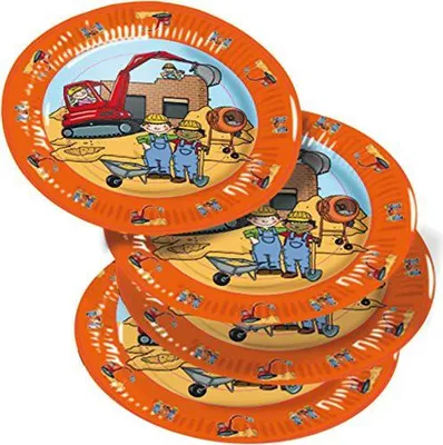 Produktbild von 8 Teller * BAUSTELLE * für Mottoparty und Kindergeburtstag