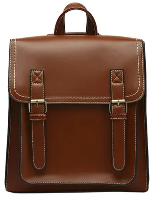 Produktbild von Lederrucksack für Damen, Vintage-Rucksack aus Kunstleder, ideal für Uni und Schule