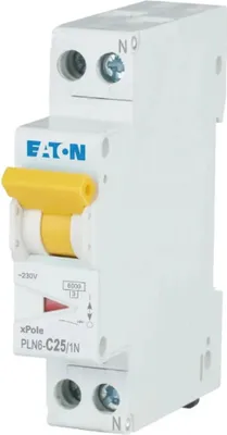 Image de Disjoncteur Eaton LS 1P+N, 6 kA, PLN6-C25/1N-DE, 25 A, caractéristique C, 12 pièces.