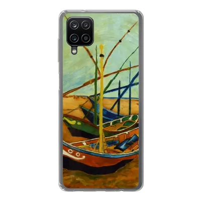 Produktbild von MuchoWow® Handyhülle Schutzhülle Hülle für Samsung Galaxy A12 Fischerboote am Strand - Vincent van Gogh Silikon Softcase Handy Hülle - Bild