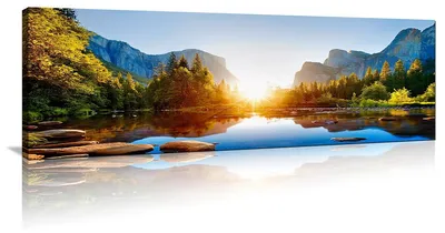 Obrázek produktu pro Obraz na plátně Horské jezero Sunrise 120x40 cm