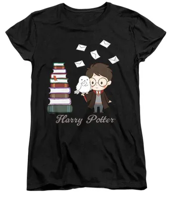 Produktbild von Harry Potter - "Hedwig Letters For Hogwarts" T-Shirt für Damen, Anliegend TV43868 (M) (Schwarz)