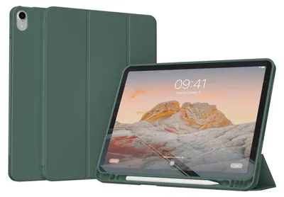Produktbild von Accezz Smarte Klapphülle aus Silikon iPad Air 11 Zoll (2025) M3 / (2024) M2 / Air 5 (2022) / Air 4 (2020) - Dunkelgrün