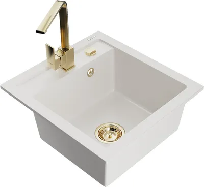 Produktbild von Mexen Vito 1-Becken-Granit-Spüle mit Mischbatterie Rita, Weiß - 6503-20-670300-50