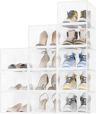 Produktbild von Klare stapelbare Schuhboxen 12er Pack transparent weiß