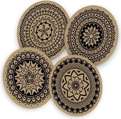 Produktbild von itenga 40x Bierdeckel Mandala Kraftpapier I Braun Schwarz I Untersetzer I 10,7cm