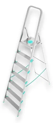 Immagine prodotto di Scala multiuso alta in alluminio stabile e resistente con gradini antiscivolo e piattaforma ampia Libellula - 7 gradini - 53x124xH212 cm