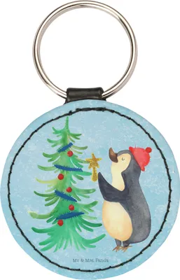 Produktbild von Mr. & Mrs. Panda Schlüsselanhänger Pinguin Weihnachtsbaum - Eisblau - Geschenk, Taschenanhänger, Anhänger, Weihnachten, mini, Winter, Wintermotiv, kleiner, schlüssel