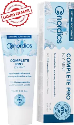 PASTA DO ZĘBÓW REMINERALIZUJĄCA COMPLETE PRO Z PŁYNNYM SZKLIWEM BEZ FLUORU 75 ml - NORDICS