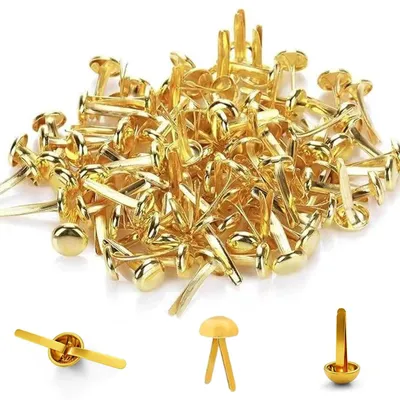 200 goldene Papierspangen, runde DIY-Bastelklammern, 0,8 cm Kopf