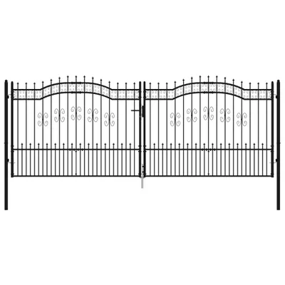 Produktbild von vidaXL Gartentor KAMPEN mit Speerspitze Schwarz 394,5 x 150 cm Stahl