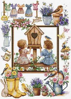 Produktbild von Luca-S Kreuzstich Stickpackung "Frühlingsgarten", Zählmuster, 27x37cm
