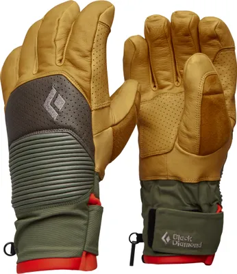 Skihandschuhe "Impulse Gloves" von Black Diamond in braun und grün mit strukturiertem Handgelenk.