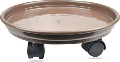 Produktbild von Graue Plantencaddy mit Rädern - Runde Blumentopf - 12 Zoll