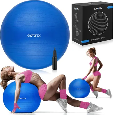 Produktbild von Gymtek® Gymnastikball inkl. Pumpe - 65 cm - Pilatesball, Trainingsball, Fitnessball, Sitzball für Fitness, Pilates, Home Gym, Workout, Physiotherapie