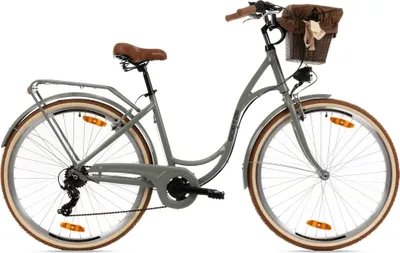 Produktbild von Goetze Mood 28 Zoll City Bike, 18 Zoll Aluminum Rahmen, 7-Gang Shimano Tourney, V-Bremse, LED-Beleuchtung, Komfortsattel, Rattankorb mit Bezug