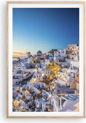 Produktbild von Gerahmtes Poster - Rahmen in heller Eiche - Griechenland Insel Sommer - 61x91,5 cm - Wand Bild - Wanddeko - Wandbilder - Wandposter - Bilderrahmen - Bilder - Kunstdruck - Wandbild - P2NPA61x91-4062