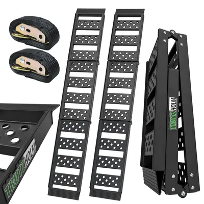 Produktbild von TRUTZHOLM 2x Auffahrrampe Alu 2-fach klappbar 199 cm Traglast 680 kg Verladerampe gelocht schwarz