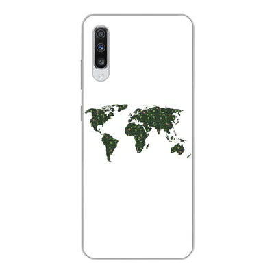 Produktbild von MuchoWow® Handyhülle Schutzhülle Hülle für Samsung Galaxy A70 Weltkarte - Grün - Blätter Silikon Softcase Handy Hülle - Schutzhaube