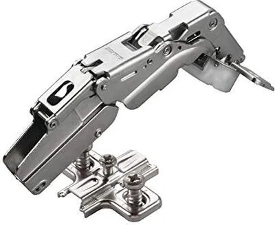 Produktbild von 2 x Salice Topfband 155° Serie 200 mit Dämpfer im Topf Bohrbild T45 Innenanschlag mit Kreuz-Montageplatte Höhe 3 mm mit vormontierten Euroschrauben, Langlochverstellung Topfscharnier von SOTECH