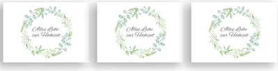 Produktbild von Friendly Fox Hochzeitskarte, Karte zur Hochzeit mit Eukalyptus, Alles Gute zur Hochzeit, DIN A6 Karte inkl. Umschlag (3er Set)