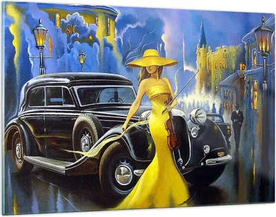 Produktbild von Bilder auf glas - frau retro stil - 120x80cm - Glasbilder - Wandbilder - Kunstdruck - zum Aufhängen bereit - Wanddekoration aus Glas - Glas Bilder - Wandbild auf Glas - Einteilig - GAA120x80-3449
