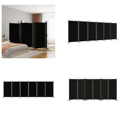 Zdjęcie produktu dla vidaXL 6-częściowy parawan czarny 520x180 cm tkanina - przegroda pokoju - parawan - przegroda pokoju - ścianka działowa