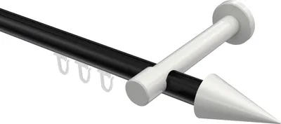 Produktbild von Interdeco Innenlaufstange / Gardinenstange mit Innenlauf Schwarz / Weiß, Typ Prestige Savio (Kegel), 20 mm Ø 1-läufig, 280 cm