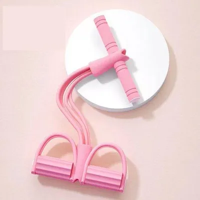 Produktbild von Fitness-Übungsgerät für Bauchmuskeln, elastische Seil, 4 Röhrchen, rosa