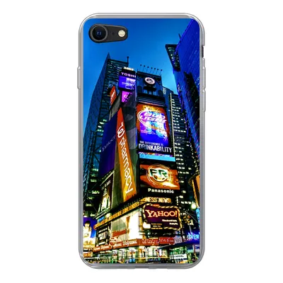 Produktbild von MuchoWow® Handyhülle Schutzhülle Hülle für iPhone SE 2020 New York - Nacht - USA Silikon Softcase Handy Hülle - Kartenbesitzer