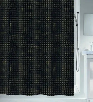 Obrázek produktu pro Sprchový závěs Spirella proti plísním - antibakteriální, omyvatelný, voděodolný, polyester, "Georges" 180x180cm Black Gold
