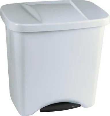 Immagine prodotto di Contenitore per rifiuti Famanu da 50 litri - Con pedale e sistema di separazione - Bianco
